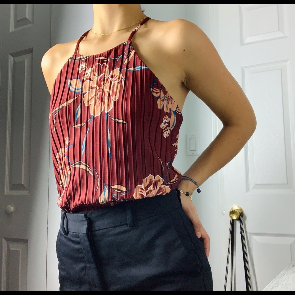 Nordstrom Leith Pleated Floral Print Camisole Sz L